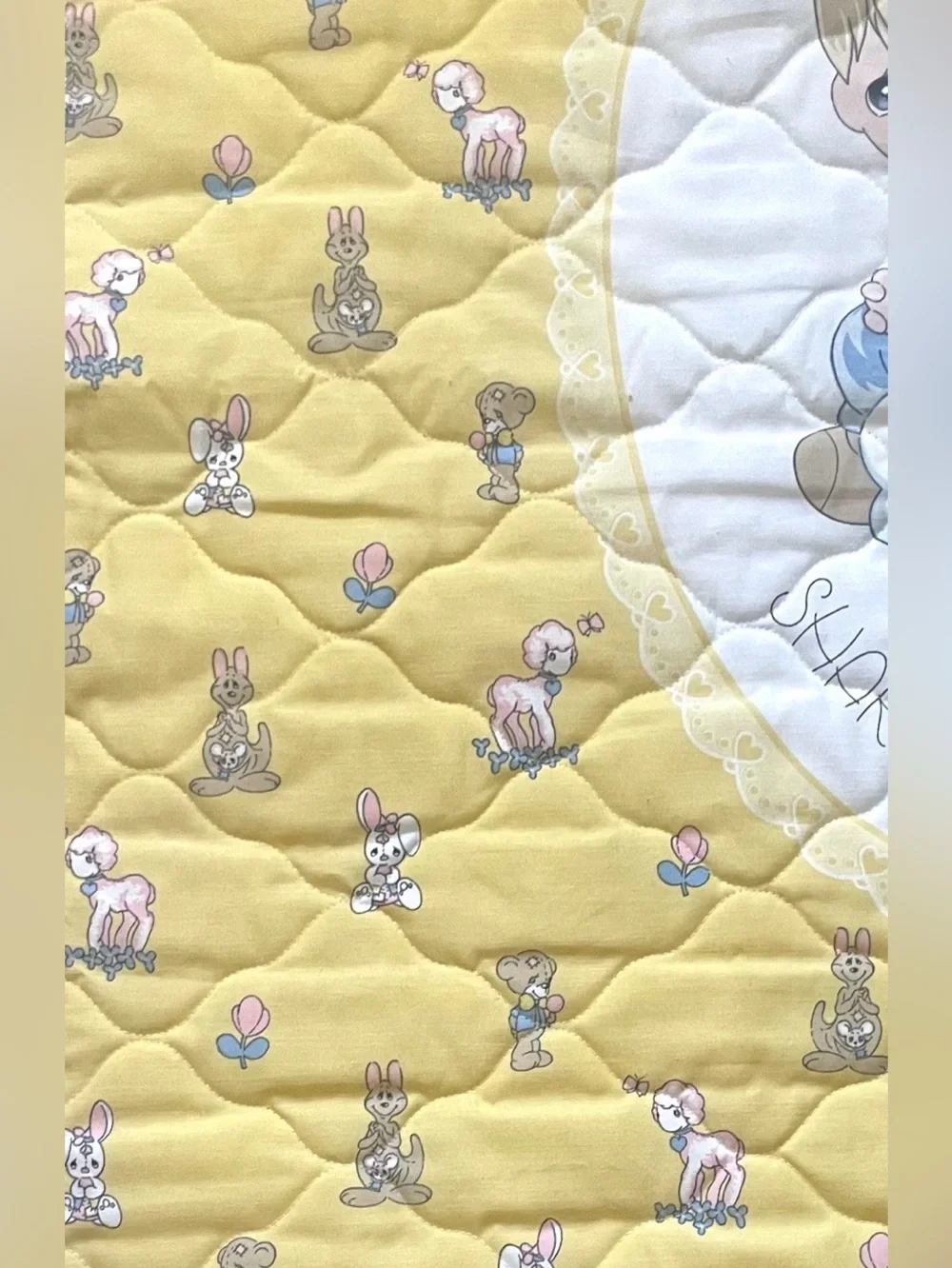 Vintage Precious Moments Quilted Wall Hanging Decor Signed Dated Unisex 36x46